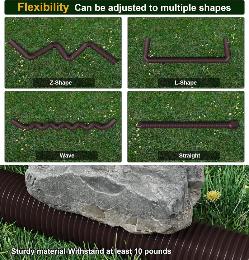 Ogutter Rain Gutter Downspout Extensions, Downspout Extender for Rainwater Drainage Flexible, Down Spout Drain Extension Pipe and Extendable from 21 to 66 Inches (Brown) - Image 2